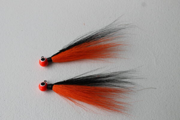 Bucktail Jigs- Orange and Black, 1/4 oz - Image 3