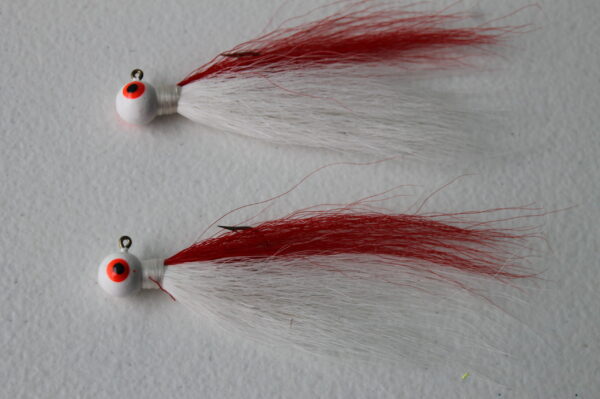 Bucktail Jigs- Red and White, 1/4 oz